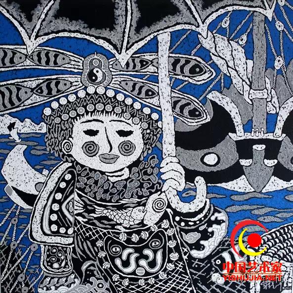 《远方来客》 120*120cm 海沙画 2011年 《远方来客》 120*120cm 海沙画 2011年