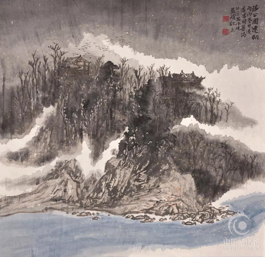 蓝耀 汤公园远眺 68X68cm