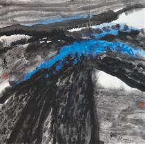 高泉强书画作品 雨后蓝韵 70cmx68cm