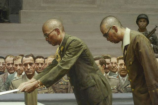 日本军国南京投降仪式油画赏析