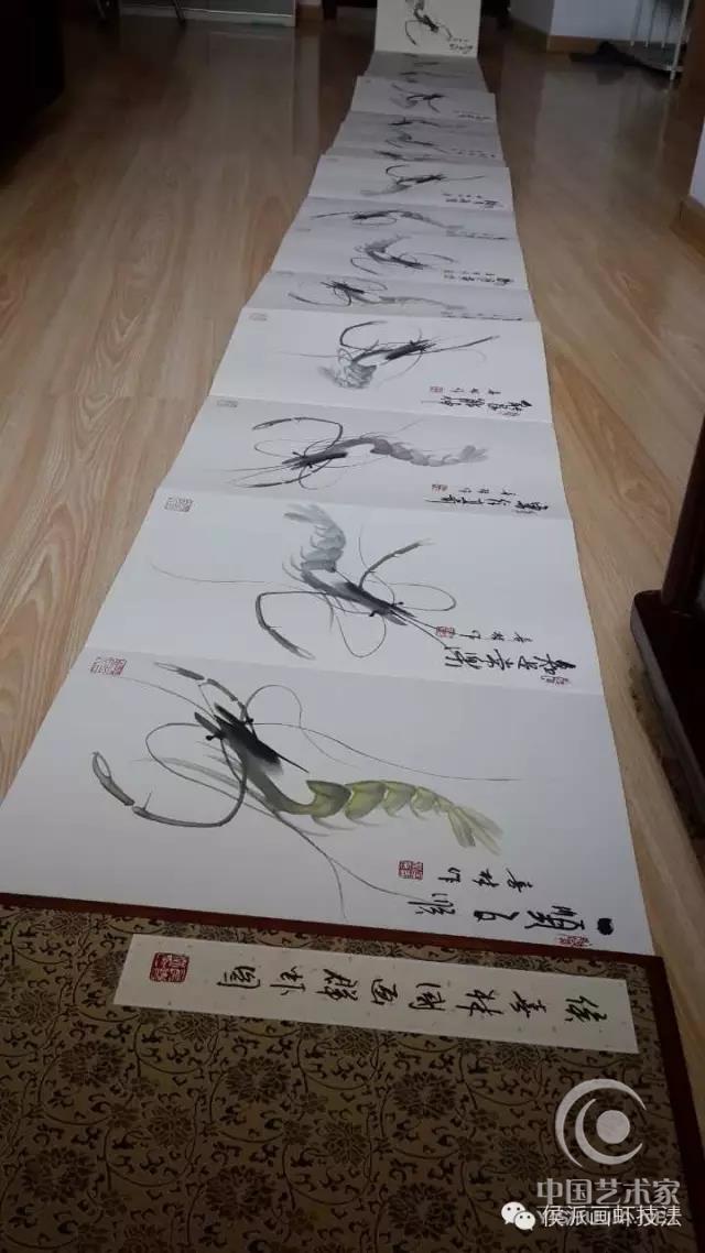 侯喜林画虾,追求的是情趣,运用"侯派画虾技法"所