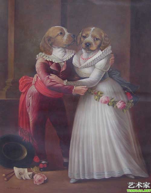 庞色勒的维妙维肖的贵族狗肖像