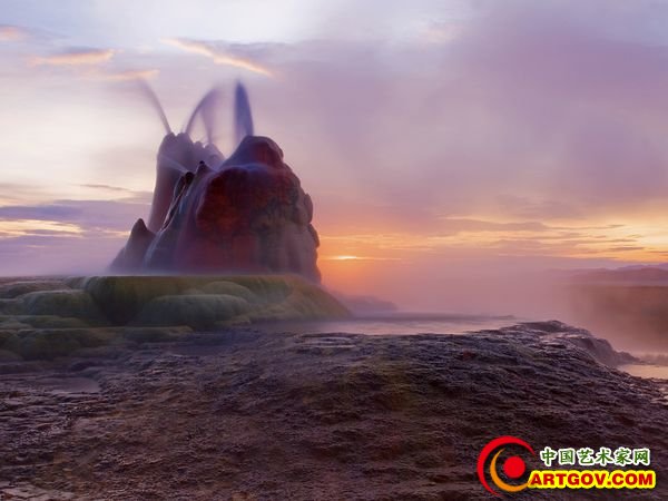 空中喷泉，内华达 Fly Geyser, Nevada 