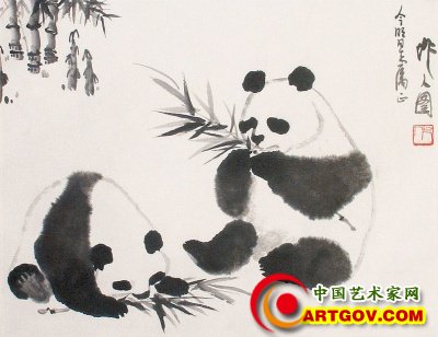 吴作人画熊猫